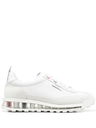 THOM BROWNE WHITE RWB LEATHER SNEAKERS