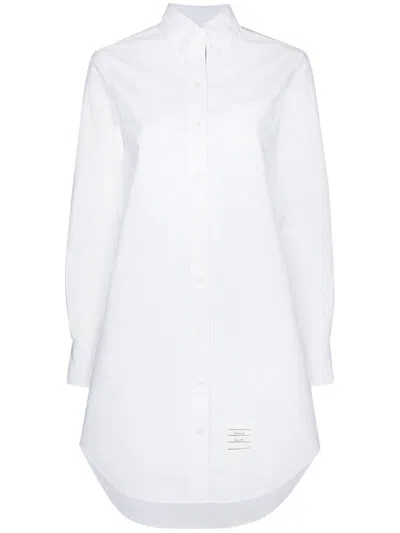 THOM BROWNE WHITE RWB-STRIPE MINI SHIRTDRESS