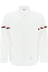 THOM BROWNE WHITE SEERSUCKER SHIRT WITH ROUNDED COLLAR FOR MEN | SS24 COLLECTION