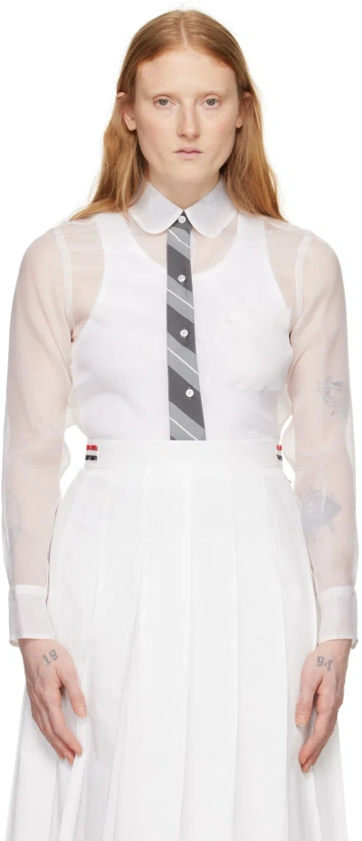 Thom Browne White Sheer Shirt In 100 White