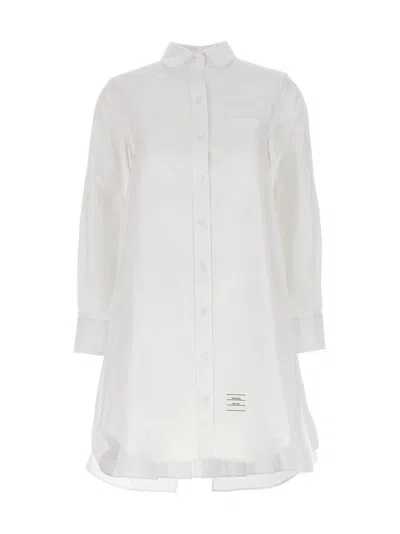 THOM BROWNE WHITE SHIRT DRESS