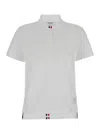 Thom Browne White Short Sleeve And Front Buttoning Polo In Cotton Woman In White