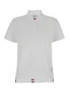 Thom Browne White Short Sleeve And Front Buttoning Polo In Cotton Woman In White