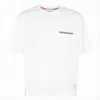 Thom Browne Oversized T-shirt With Embroidered Pocket Detail In White