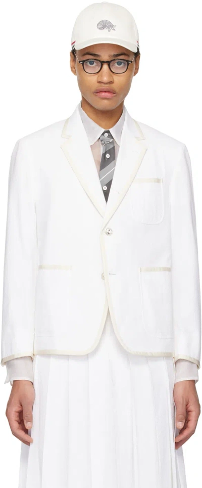Thom Browne White Single-breasted Blazer In 100 White