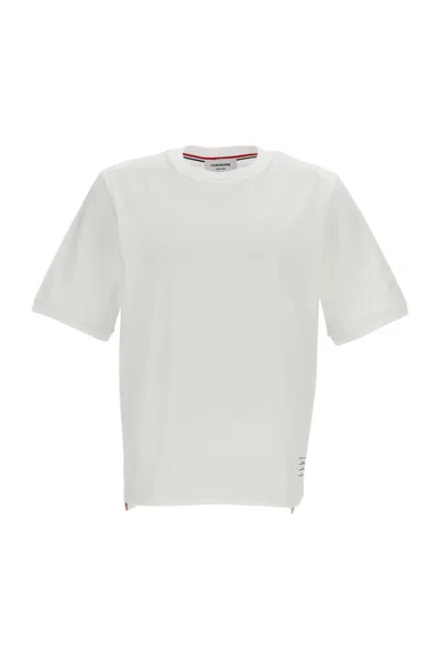 Thom Browne Ottoman Stitch 4-bar T-shirt With Grosgrain Details In Multi