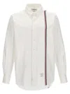 Thom Browne Long-sleeved Poplin Shirt With Signature Stripes In White