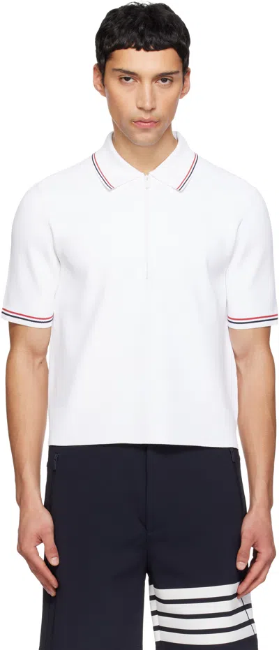 Thom Browne White Stretch Viscose Tennis Polo