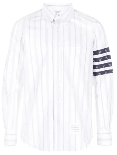 THOM BROWNE WHITE STRIPED DETAIL SHIRT