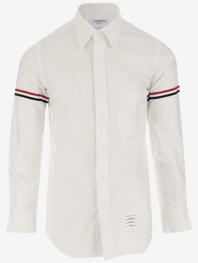 THOM BROWNE WHITE STRIPED DETAIL SHIRT