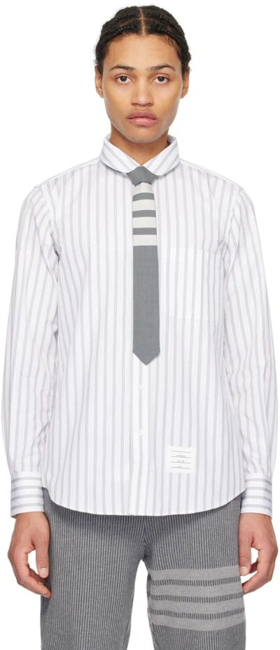 Thom Browne White Striped Shirt In 035 Med Grey