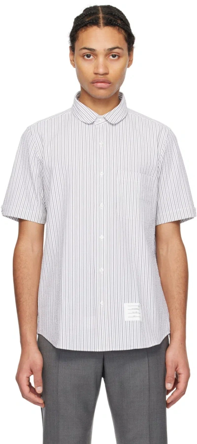 Thom Browne White Striped Shirt In 045 Silver