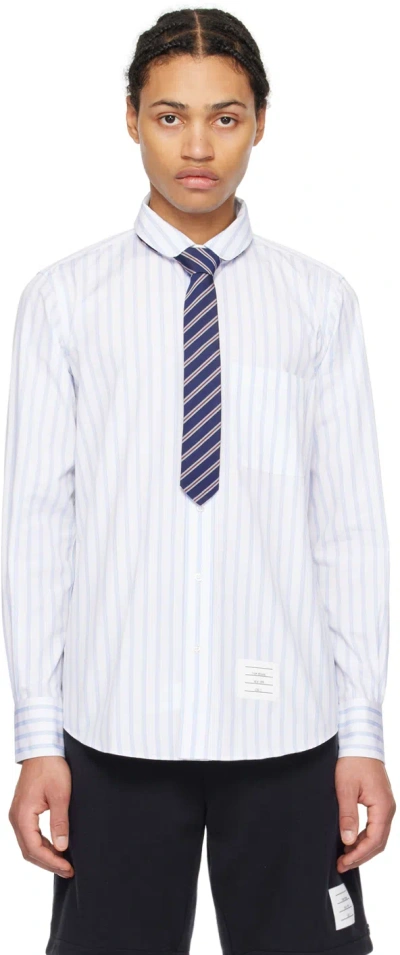 Thom Browne White Striped Shirt In 480 Light Blue