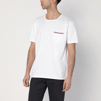 THOM BROWNE WHITE T-SHIRT IN COTTON