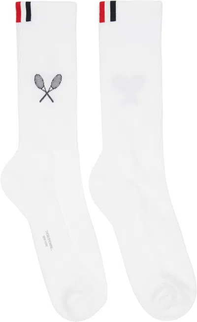Thom Browne White Tennis Racquet Athletic Socks