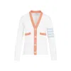 Thom Browne 4-bar-stripe Cotton Cardigan In White