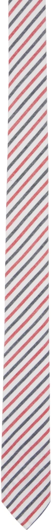 Thom Browne White Wide Uni Stripe Madras Cotton Tie In 960 Rwbwht