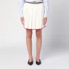 Thom Browne White Virgin Wool Full Needle Stitch Mini Pleated Skirt In White