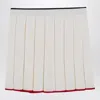 THOM BROWNE WHITE WOOL-BLEND PLEATED MINI SKIRT