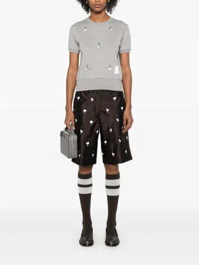 Thom Browne Wide Leg Beltloop Shorts Women In Black