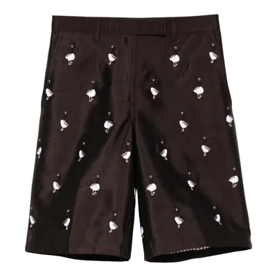 Thom Browne Wide Leg Beltloop Shorts Women In Black