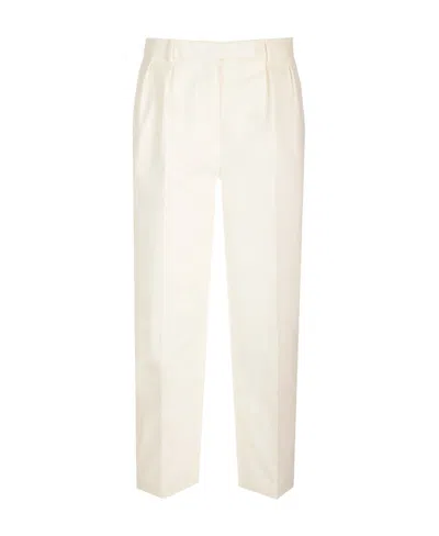 Thom Browne Wide-leg Cotton Trousers In White