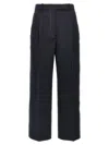 Thom Browne Wide Leg Wool Blend Trousers In Black