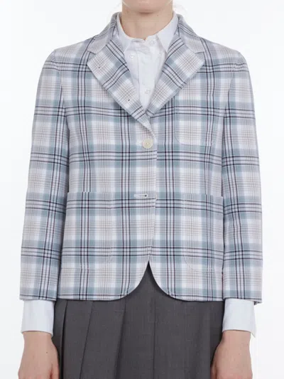 Thom Browne Windowpane Cotton Crepe Blazer In Multi