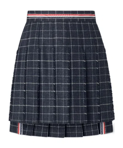 Thom Browne Windowpane Houndstooth Pleated Skirt In Multi