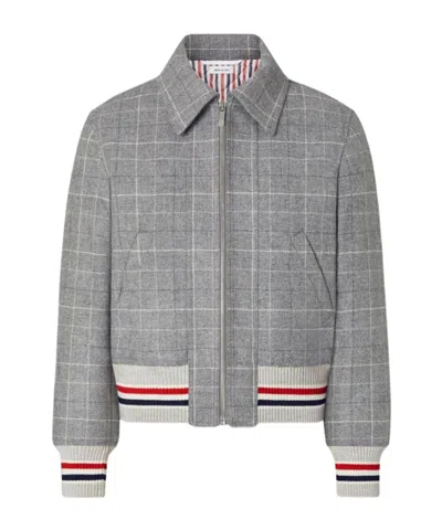 Thom Browne Windowpane Houndstooth Tweed Jacket In Gray