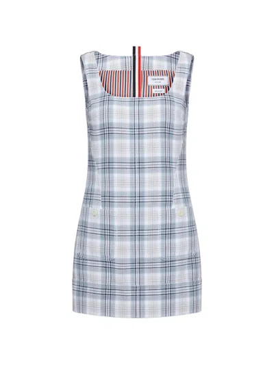 Thom Browne Windowpane Plaid Mini Dress In Multi