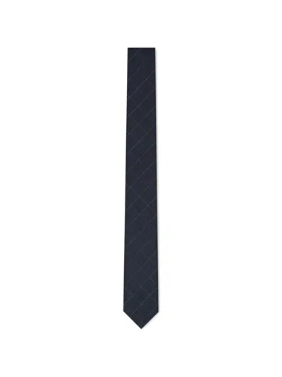 Thom Browne Windowpane-check Rwb-stripe Tie In Blue