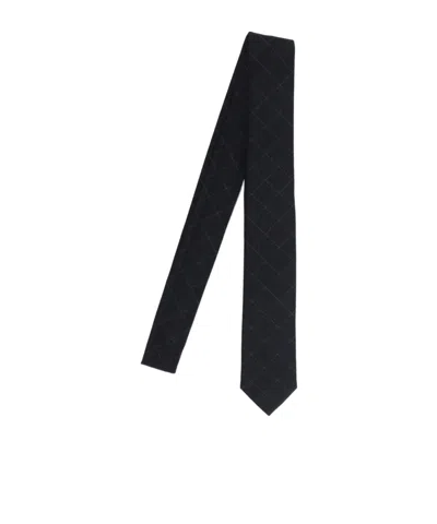Thom Browne Windowpane-check Rwb-stripe Tie In Neutral
