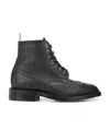Thom Browne Wingtip Boot In Black Pebble Grain In Black