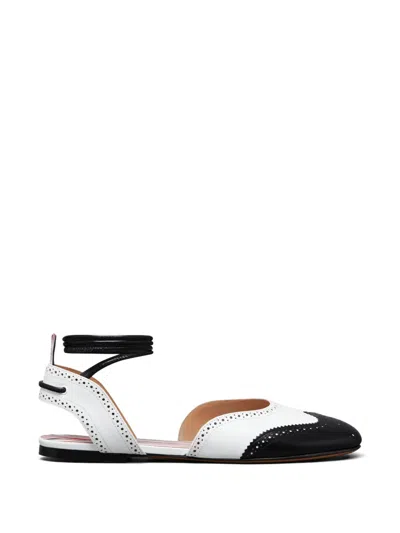 Thom Browne Wing-tip D'orsay Flat Pumps In White