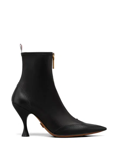 Thom Browne Wingtip Leather Ankle Boots In Black