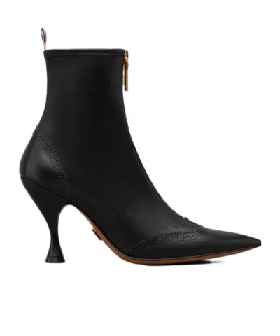 THOM BROWNE WINGTIP LEATHER ANKLE BOOTS