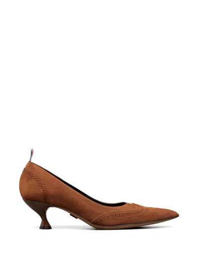 Thom Browne Wingtip Suede Pumps In Brown