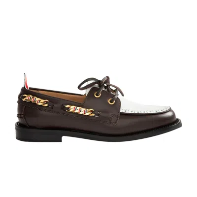 Pre-owned Thom Browne Wmns Brogue Boat Shoe 'brown White' | Women's Size 10
