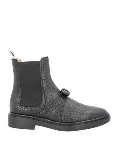Thom Browne Woman Ankle Boots Black Size 7.5 Leather In Gray
