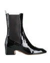 Thom Browne Perforated Patent-leather Ankle Boots In Black