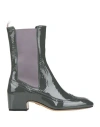 Thom Browne Woman Ankle Boots Lead Size 6 Calfskin, Textile Fibers