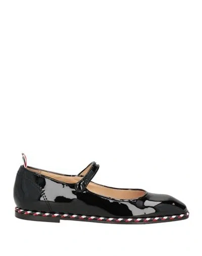 Thom Browne Woman Ballet Flats Black Size 8 Leather In Gray