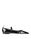 Thom Browne Pointed Thom John Flat In Soft Patent Leather In Black