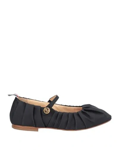 THOM BROWNE THOM BROWNE WOMAN BALLET FLATS BLACK SIZE 8 TEXTILE FIBERS