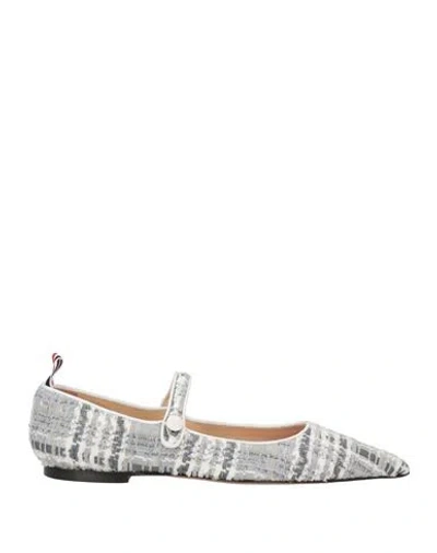 Thom Browne Woman Ballet Flats Light Grey Size 8 Textile Fibers