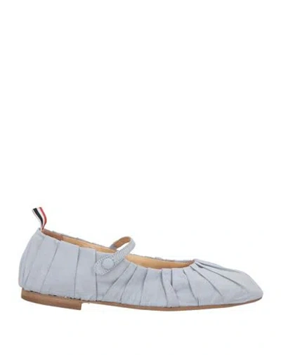 THOM BROWNE THOM BROWNE WOMAN BALLET FLATS SKY BLUE SIZE 10 TEXTILE FIBERS
