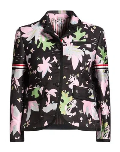 Thom Browne Woman Blazer Black Size 8 Polyester, Cotton