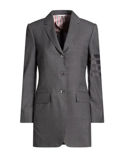 Thom Browne Woman Blazer Charcoal Size 10 Wool In Gray