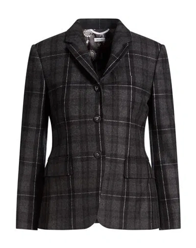 Thom Browne Woman Blazer Charcoal Size 8 Wool, Cashmere In Black